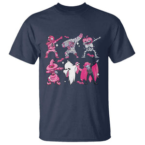 Halloween Breast Cancer T Shirt Dabbing Skeleton Zombie Pink Ribbon TS02 Navy Print Your Wear
