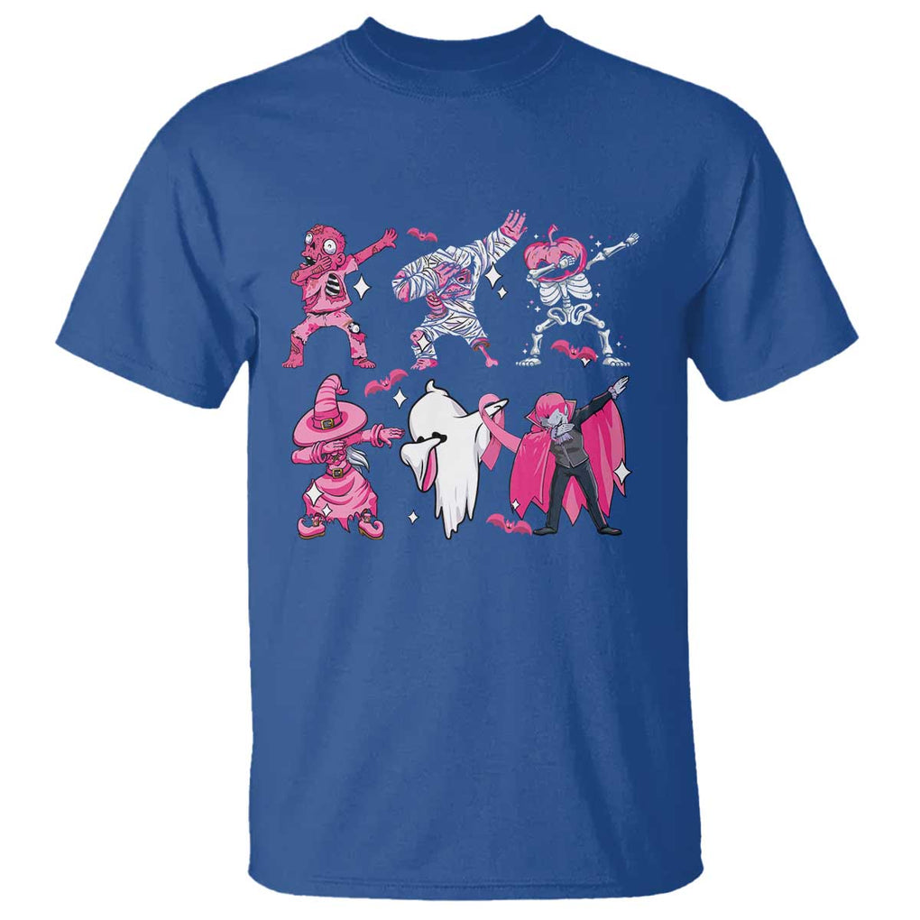 Halloween Breast Cancer T Shirt Dabbing Skeleton Zombie Pink Ribbon TS02 Royal Blue Print Your Wear