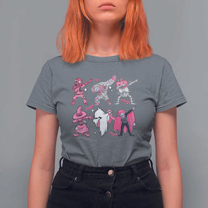 Halloween Breast Cancer T Shirt For Women Dabbing Skeleton Zombie Pink Ribbon TS02 Charcoal Print Your Wear