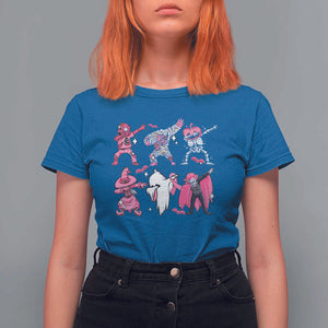 Halloween Breast Cancer T Shirt For Women Dabbing Skeleton Zombie Pink Ribbon TS02 Royal Blue Print Your Wear