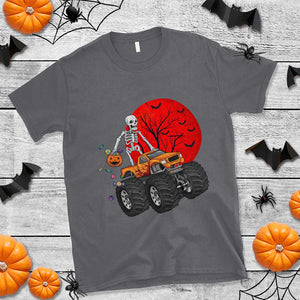 Halloween Skeleton T Shirt Skeleton Riding Monster Truck Candy Funny Scary Pumpkin TS02 Charcoal Print Your Wear