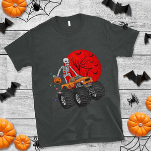 Halloween Skeleton T Shirt Skeleton Riding Monster Truck Candy Funny Scary Pumpkin TS02 Dark Heather Print Your Wear