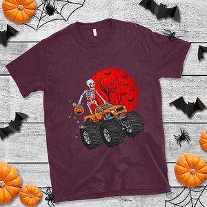 Halloween Skeleton T Shirt Skeleton Riding Monster Truck Candy Funny Scary Pumpkin TS02 Maroon Print Your Wear