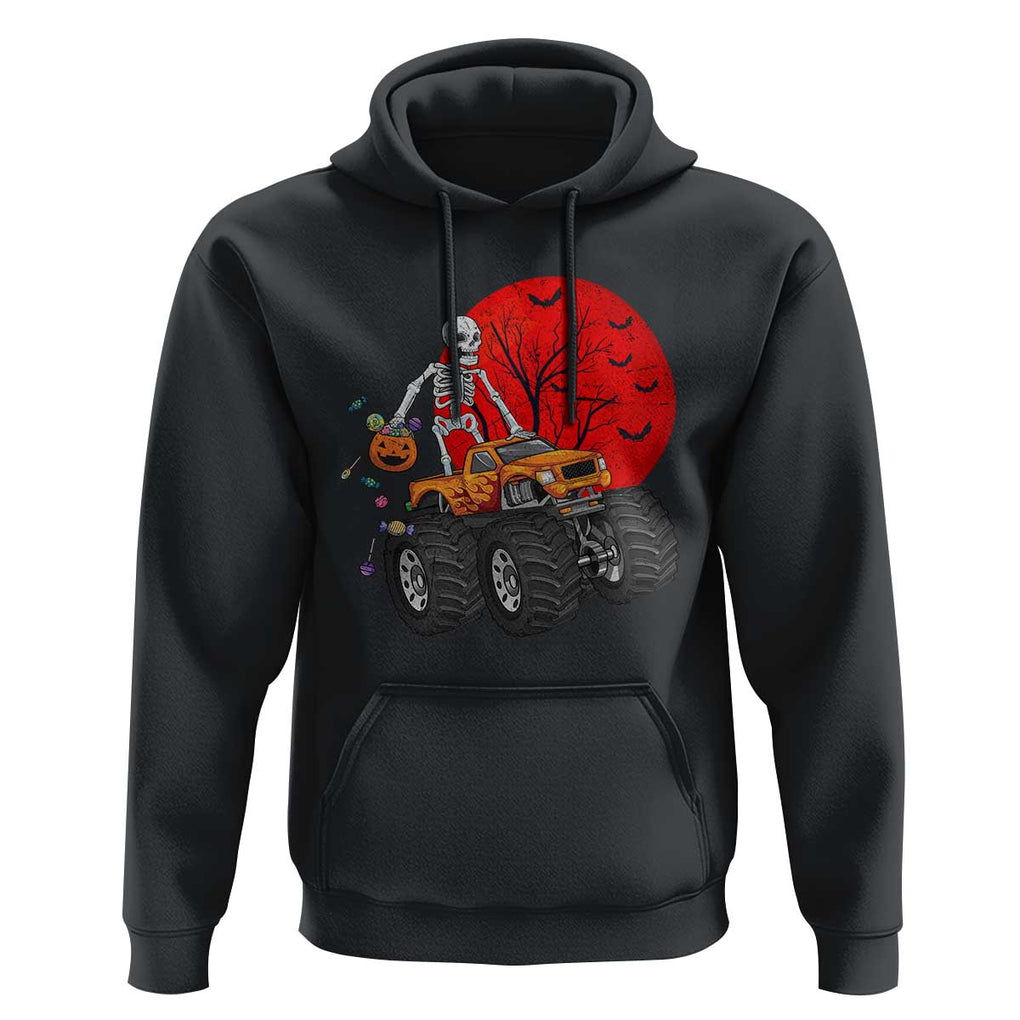 Halloween Skeleton Hoodie Skeleton Riding Monster Truck Candy Funny Scary Pumpkin TS02 Black Print Your Wear