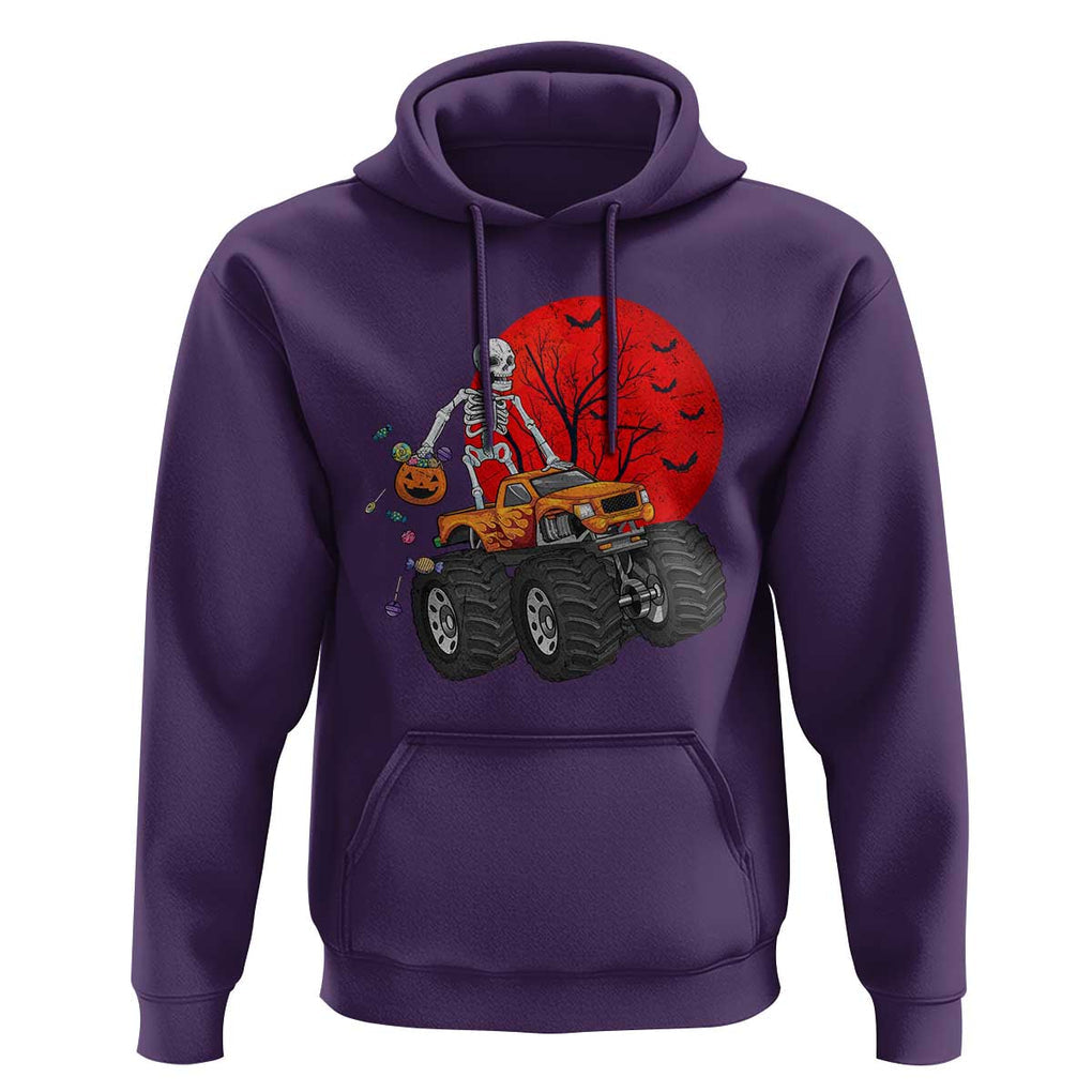 Halloween Skeleton Hoodie Skeleton Riding Monster Truck Candy Funny Scary Pumpkin TS02 Purple Print Your Wear