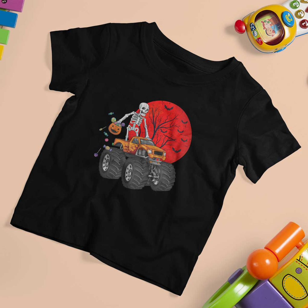 Halloween Skeleton T Shirt For Kid Skeleton Riding Monster Truck Candy Funny Scary Pumpkin TS02 Black Print Your Wear