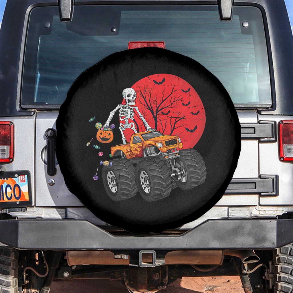 Halloween Skeleton Spare Tire Cover Skeleton Riding Monster Truck Candy Funny Scary Pumpkin TS02 No hole Black Print Your Wear