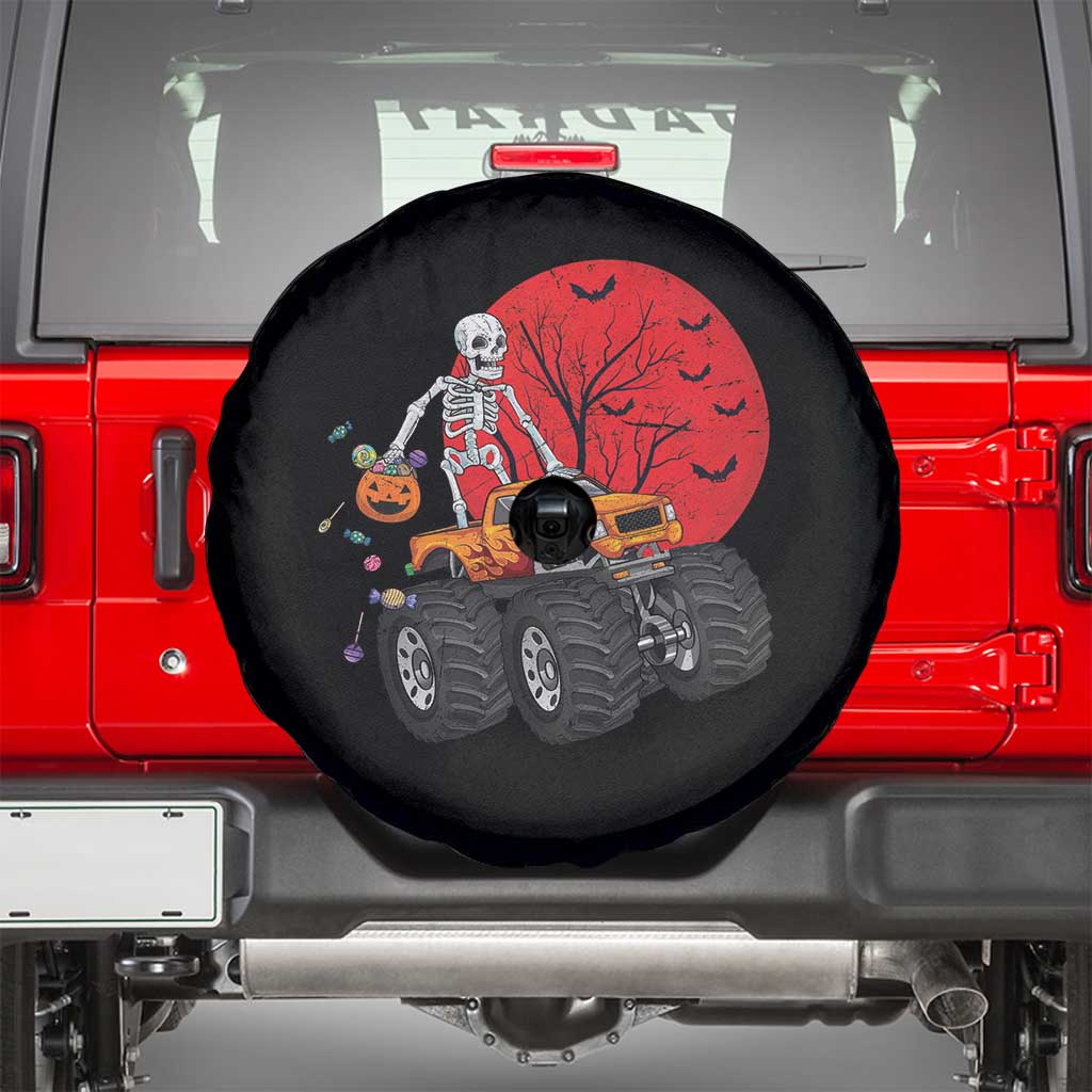 Halloween Skeleton Spare Tire Cover Skeleton Riding Monster Truck Candy Funny Scary Pumpkin TS02 Black Print Your Wear