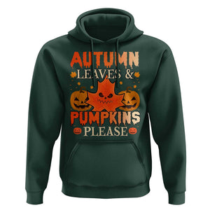 Fall Vibes Hoodie Autumn Leaves And Pumpkin Please Scary Pumpkin Halloween TS02 Dark Forest Green Print Your Wear