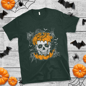 Halloween Skull T Shirt Spooky Skull In Pumpkin Halloween Costume TS02 Dark Forest Green Print Your Wear