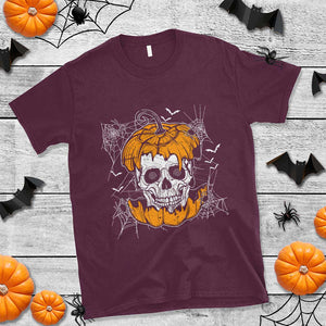 Halloween Skull T Shirt Spooky Skull In Pumpkin Halloween Costume TS02 Maroon Print Your Wear