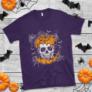 Halloween Skull T Shirt Spooky Skull In Pumpkin Halloween Costume TS02 Purple Print Your Wear