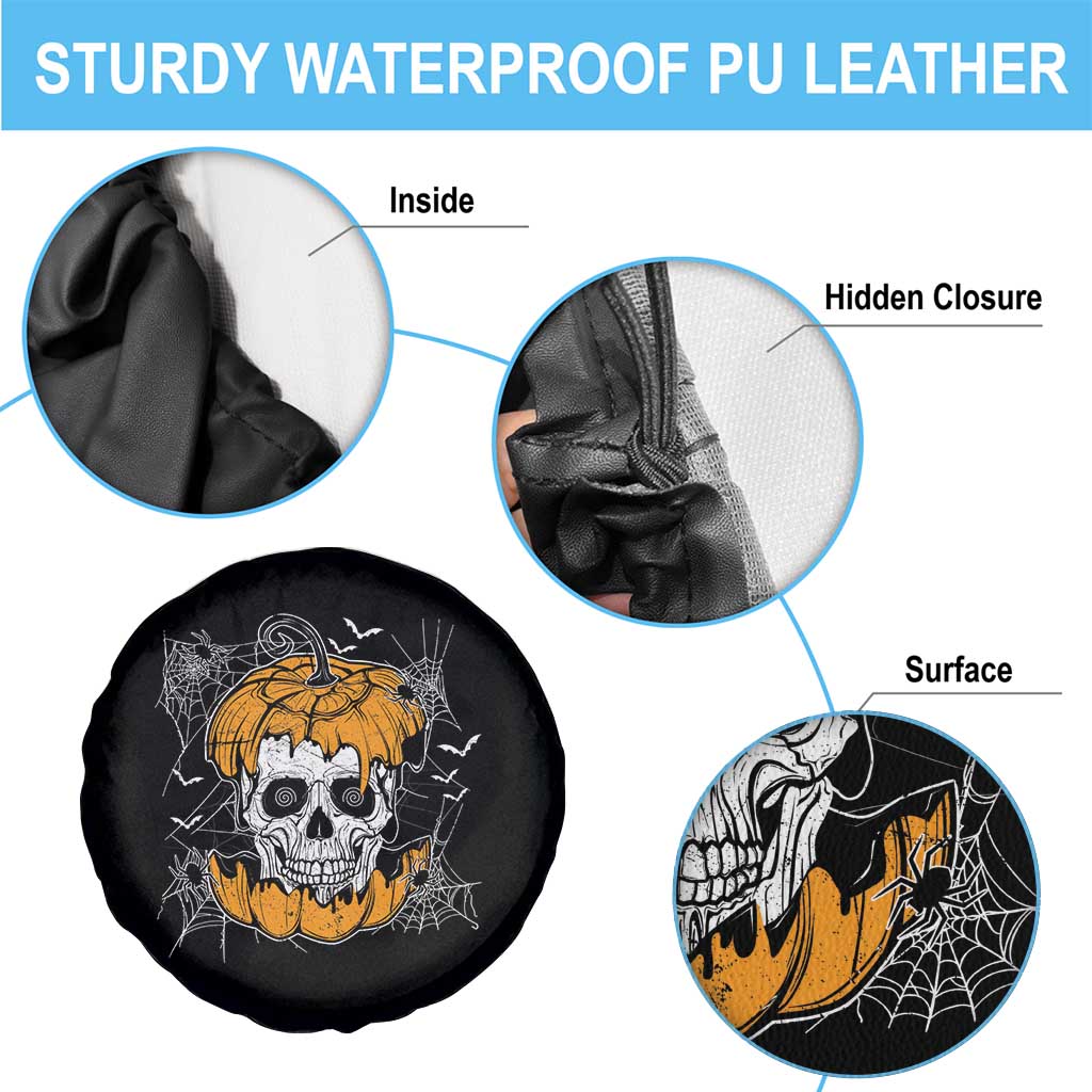 Halloween Skull Spare Tire Cover Spooky Skull In Pumpkin Halloween Costume TS02 Print Your Wear