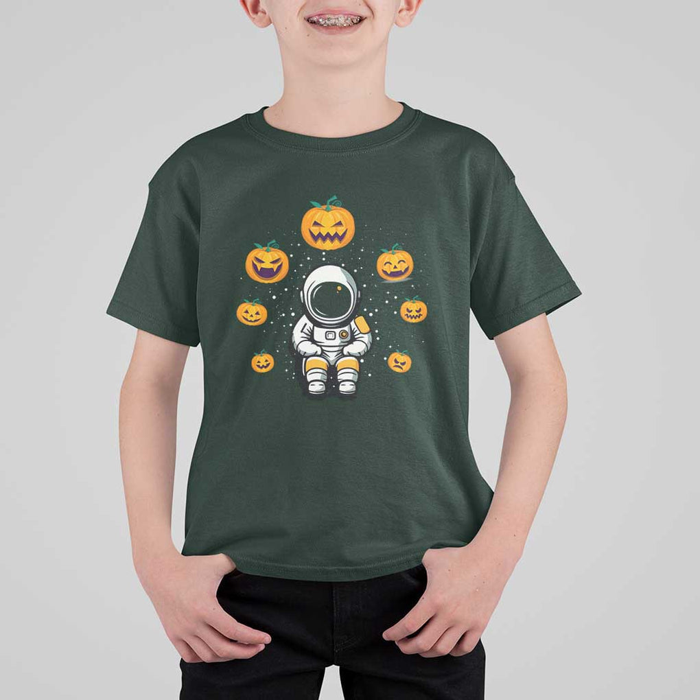 Halloween Astronaut T Shirt For Kid Scary Pumpkin Universe Outer Space Halloween Costume TS02 Dark Forest Green Print Your Wear
