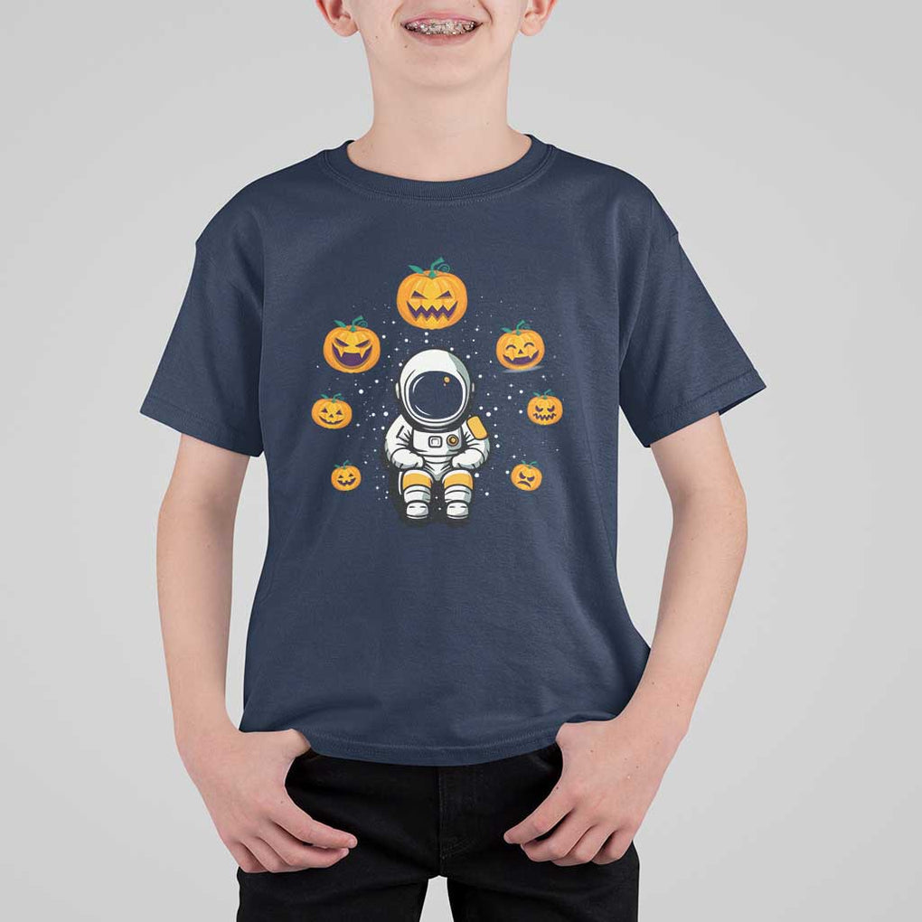 Halloween Astronaut T Shirt For Kid Scary Pumpkin Universe Outer Space Halloween Costume TS02 Navy Print Your Wear