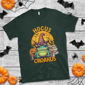 Funny Halloween Frog T Shirt Hocus Croakus Cute Witch Hat Costume TS02 Dark Forest Green Print Your Wear