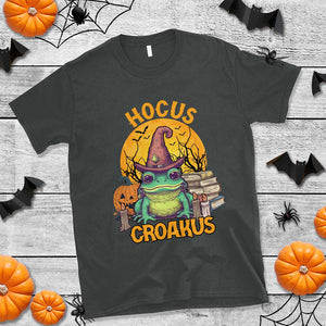 Funny Halloween Frog T Shirt Hocus Croakus Cute Witch Hat Costume TS02 Dark Heather Print Your Wear