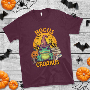 Funny Halloween Frog T Shirt Hocus Croakus Cute Witch Hat Costume TS02 Maroon Print Your Wear