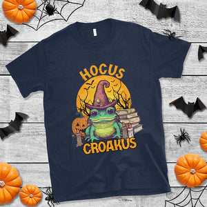 Funny Halloween Frog T Shirt Hocus Croakus Cute Witch Hat Costume TS02 Navy Print Your Wear