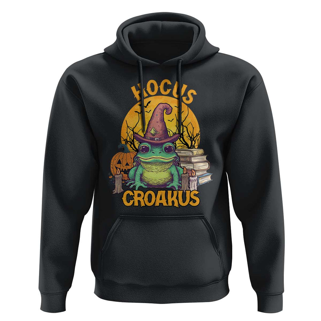 Funny Halloween Frog Hoodie Hocus Croakus Cute Witch Hat Costume TS02 Black Print Your Wear