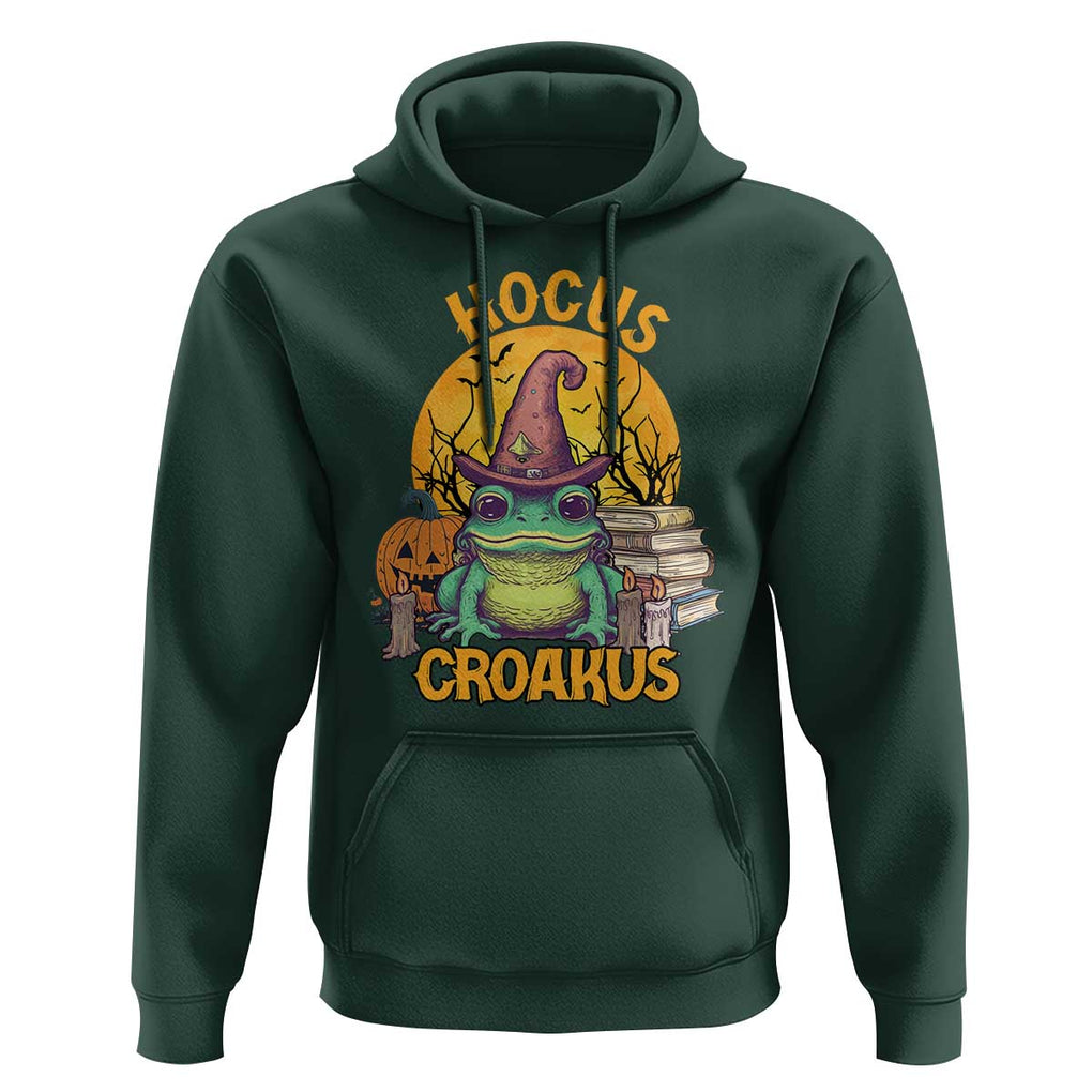 Funny Halloween Frog Hoodie Hocus Croakus Cute Witch Hat Costume TS02 Dark Forest Green Print Your Wear