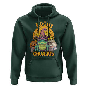 Funny Halloween Frog Hoodie Hocus Croakus Cute Witch Hat Costume TS02 Dark Forest Green Print Your Wear