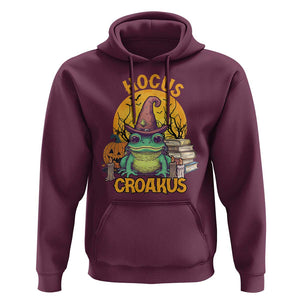 Funny Halloween Frog Hoodie Hocus Croakus Cute Witch Hat Costume TS02 Maroon Print Your Wear