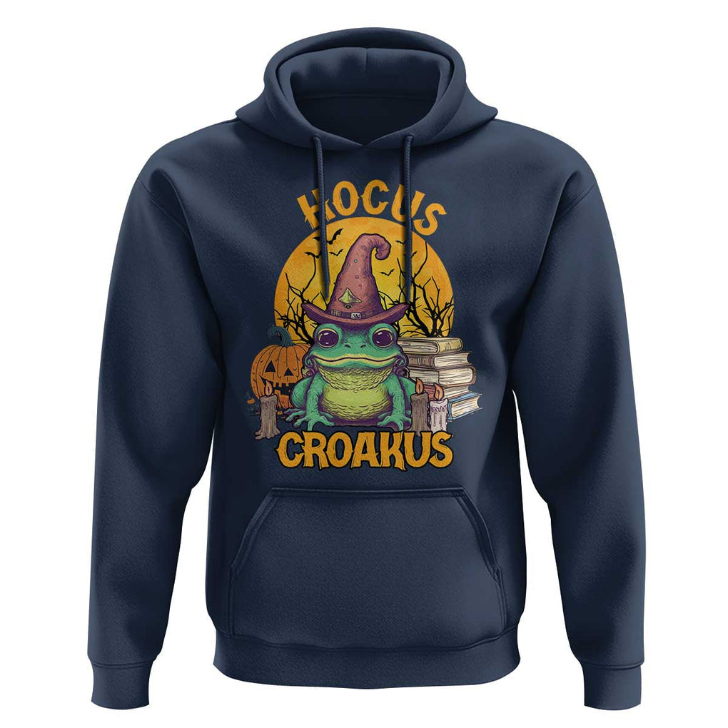Funny Halloween Frog Hoodie Hocus Croakus Cute Witch Hat Costume TS02 Navy Print Your Wear