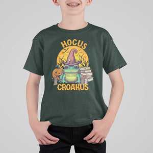 Funny Halloween Frog T Shirt For Kid Hocus Croakus Cute Witch Hat Costume TS02 Dark Forest Green Print Your Wear