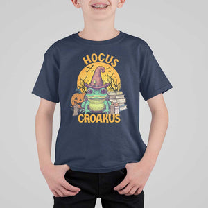 Funny Halloween Frog T Shirt For Kid Hocus Croakus Cute Witch Hat Costume TS02 Navy Print Your Wear
