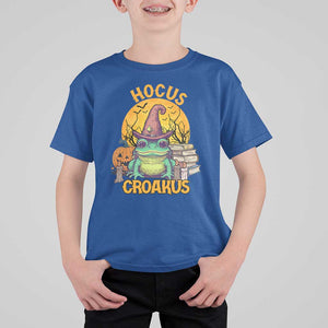 Funny Halloween Frog T Shirt For Kid Hocus Croakus Cute Witch Hat Costume TS02 Royal Blue Print Your Wear