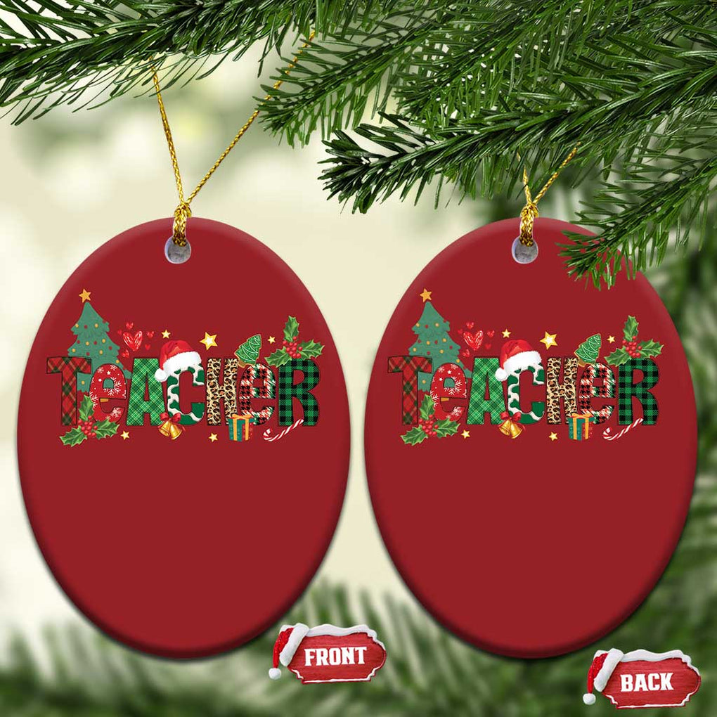 Teacher Xmas Christmas Ornament Merry Xmas Gifts TS02 Oval Red Print Your Wear