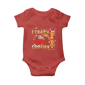 Teacher Christmas Baby Onesie I Teach The Smartest Cookies Gingerbread Man Students TS02 Red Print Your Wear