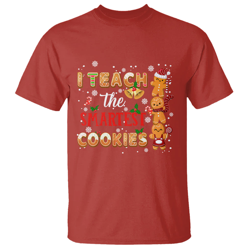 Teacher Christmas T Shirt I Teach The Smartest Cookies Gingerbread Man Students TS02 Red Printyourwear