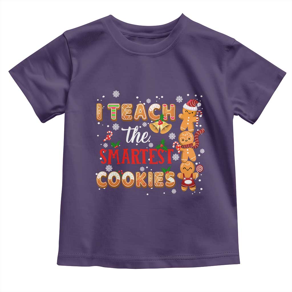 Teacher Christmas Toddler T Shirt I Teach The Smartest Cookies Gingerbread Man Students TS02 Purple Print Your Wear