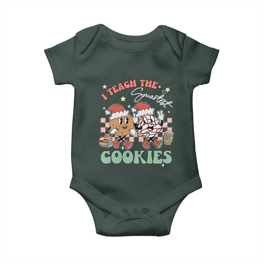 Teacher Christmas Baby Onesie I Teach The Smartest Cookies Retro Groovy Xmas Tree Cookies TS02 Print Your Wear