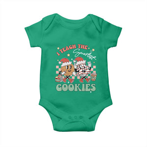 Teacher Christmas Baby Onesie I Teach The Smartest Cookies Retro Groovy Xmas Tree Cookies TS02 Irish Green Print Your Wear