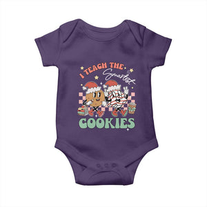 Teacher Christmas Baby Onesie I Teach The Smartest Cookies Retro Groovy Xmas Tree Cookies TS02 Purple Print Your Wear