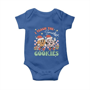 Teacher Christmas Baby Onesie I Teach The Smartest Cookies Retro Groovy Xmas Tree Cookies TS02 Royal Blue Print Your Wear