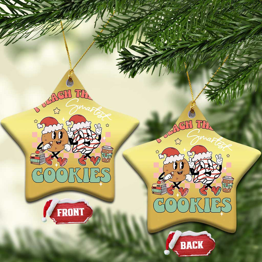Teacher Christmas Christmas Ornament I Teach The Smartest Cookies Retro Groovy Xmas Tree Cookies TS02 Star Gold Print Your Wear