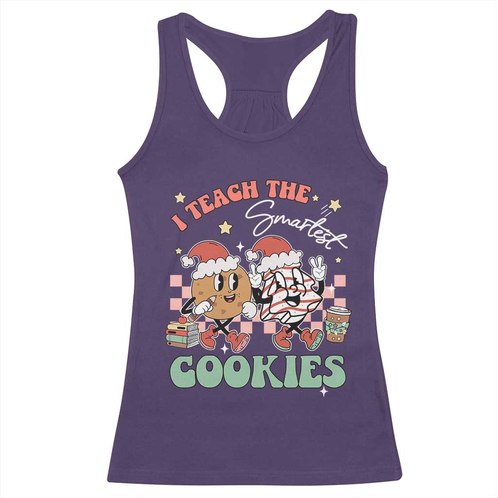 Teacher Christmas Racerback Tank Top I Teach The Smartest Cookies Retro Groovy Xmas Tree Cookies TS02 Purple Print Your Wear