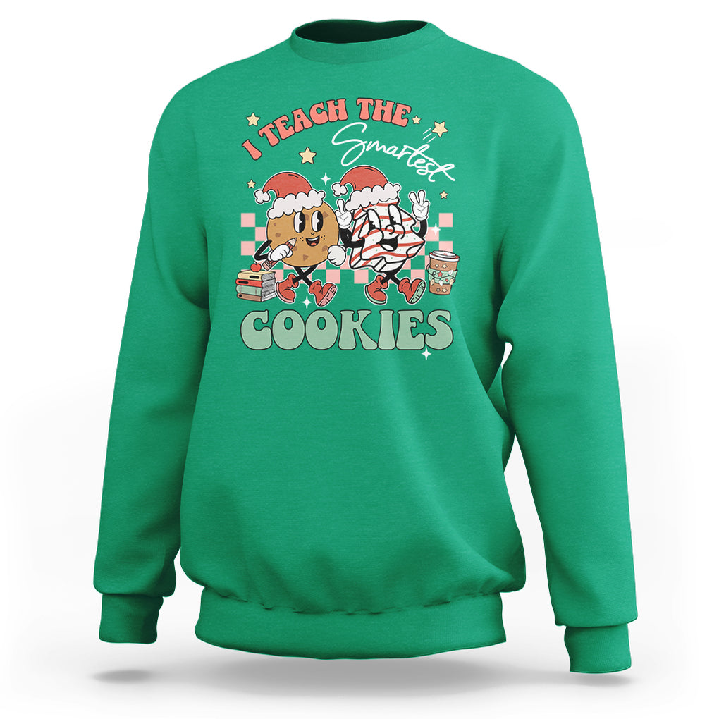 Teacher Christmas Sweatshirt I Teach The Smartest Cookies Retro Groovy Xmas Cookies TS02 Irish Green Printyourwear