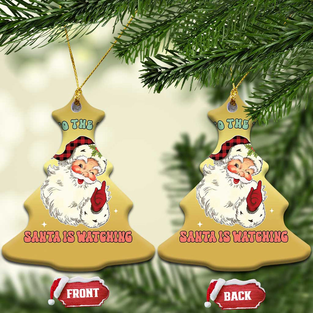Be Nice To The Teacher Santa Is Watching Retro Groovy Christmas Christmas Ornament TS02 Christmas Tree Gold Print Your Wear