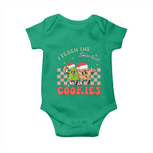 Teacher Christmas Baby Onesie I Teach The Smartest Cookies Retro Groovy Xmas Cookies TS02 Irish Green Print Your Wear