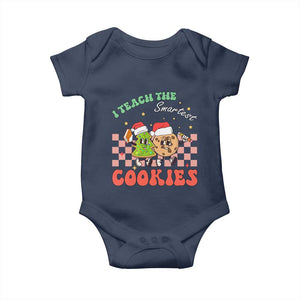 Teacher Christmas Baby Onesie I Teach The Smartest Cookies Retro Groovy Xmas Cookies TS02 Navy Print Your Wear