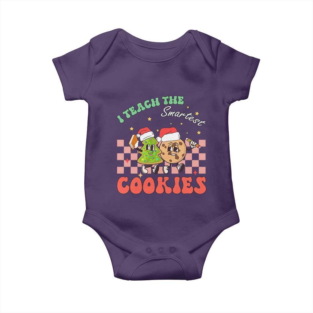 Teacher Christmas Baby Onesie I Teach The Smartest Cookies Retro Groovy Xmas Cookies TS02 Purple Print Your Wear