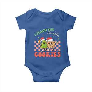 Teacher Christmas Baby Onesie I Teach The Smartest Cookies Retro Groovy Xmas Cookies TS02 Royal Blue Print Your Wear