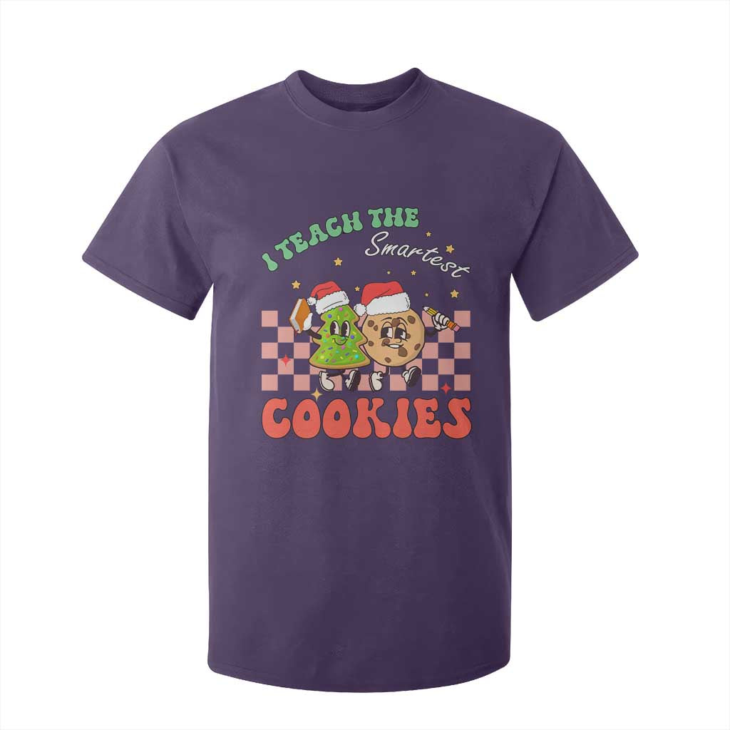 Teacher Christmas T Shirt For Kid I Teach The Smartest Cookies Retro Groovy Xmas Cookies TS02 Purple Print Your Wear