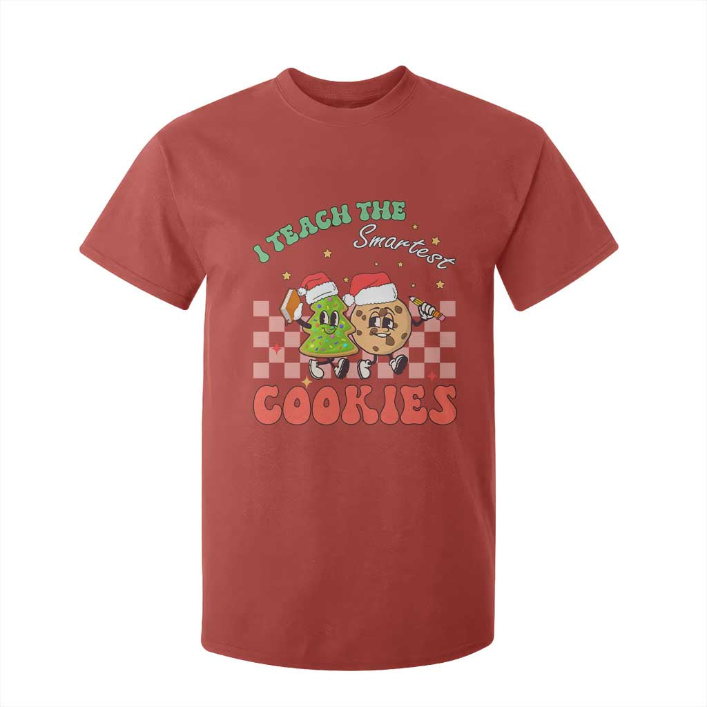 Teacher Christmas T Shirt For Kid I Teach The Smartest Cookies Retro Groovy Xmas Cookies TS02 Red Print Your Wear