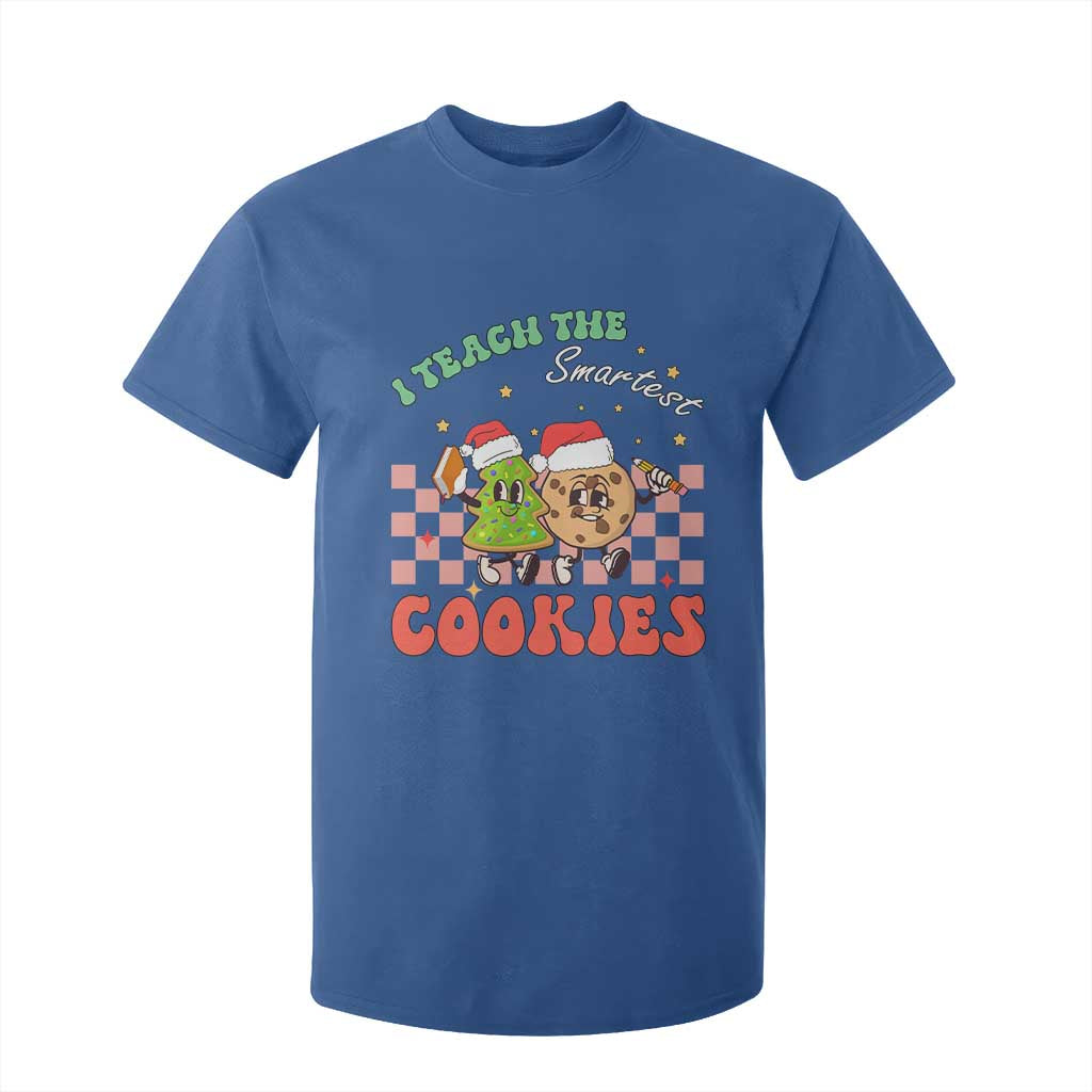 Teacher Christmas T Shirt For Kid I Teach The Smartest Cookies Retro Groovy Xmas Cookies TS02 Royal Blue Print Your Wear